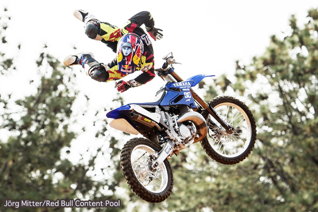 Tom Pages of France performs during the finals of the fourth stage of the Red Bull X-Fighters World Tour in Pretoria, South Africa on September 12, 2015.